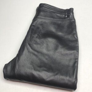 100% LEATHER LIZWEAR BLACK HIGH-RISE STRAIGHT LEG PANTS ⭐️
